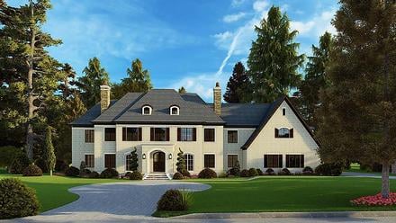 Colonial Contemporary European Elevation of Plan 82588