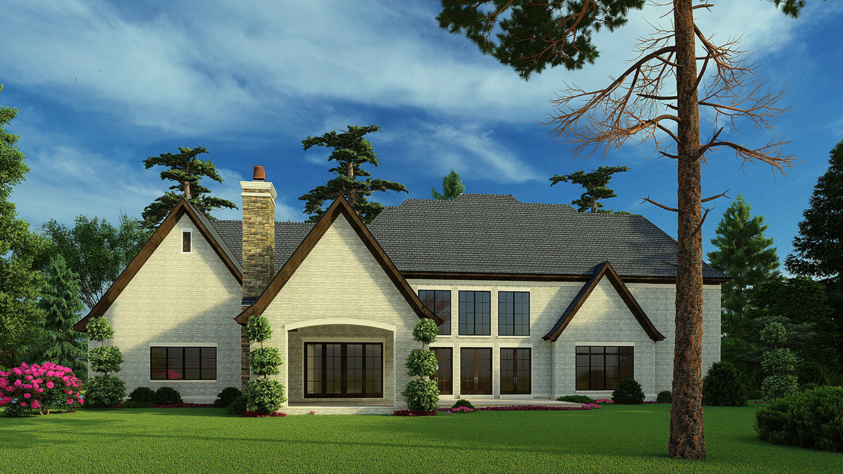 Colonial Contemporary European Rear Elevation of Plan 82588