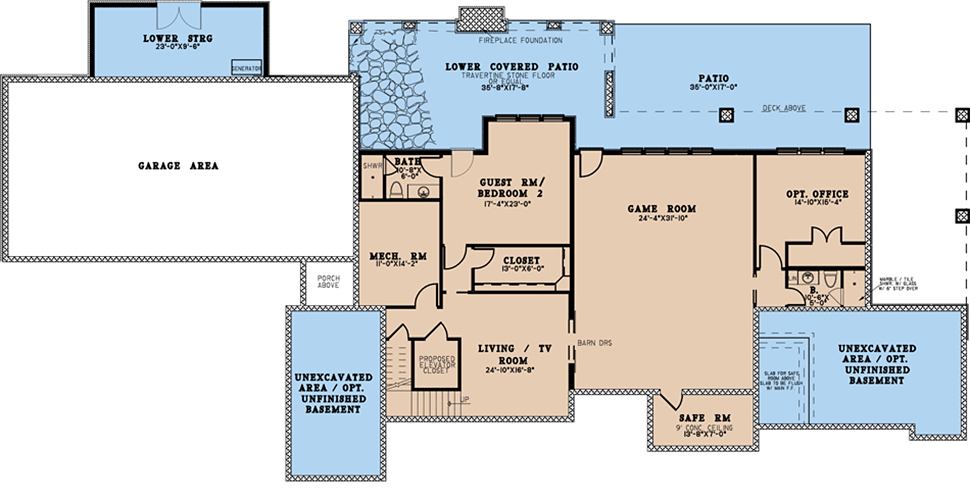 Bungalow Craftsman Lower Level of Plan 82591