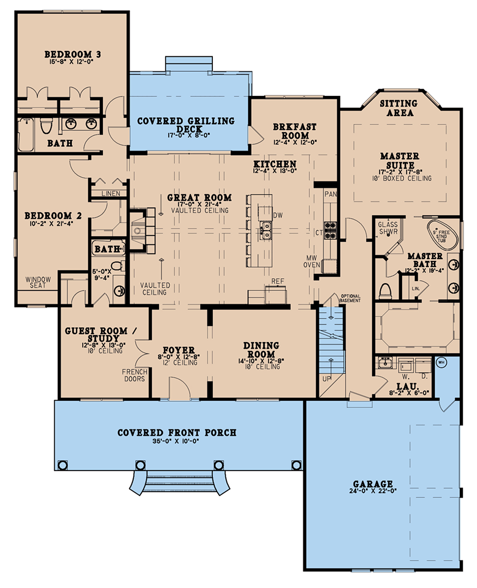 Bungalow Coastal Contemporary Country Craftsman Farmhouse Traditional Level One of Plan 82593