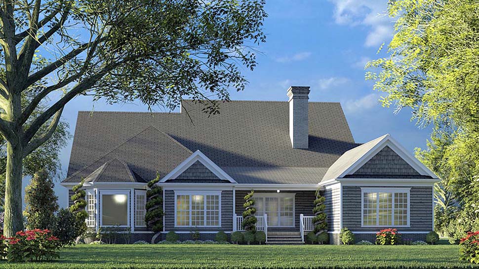Bungalow Coastal Contemporary Country Craftsman Farmhouse Traditional Rear Elevation of Plan 82593