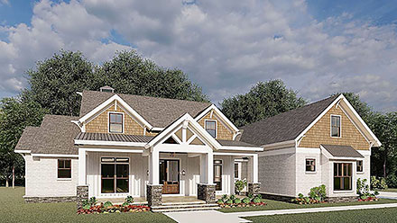 Country Craftsman Farmhouse Elevation of Plan 82600