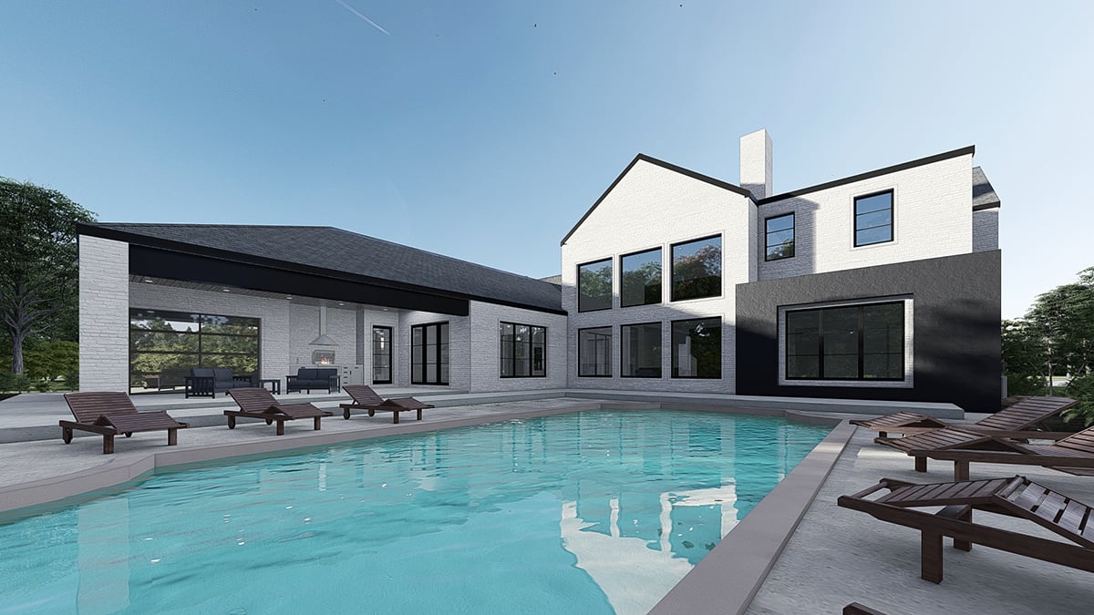 Contemporary, Modern Plan with 5293 Sq. Ft., 5 Bedrooms, 5 Bathrooms, 3 Car Garage Rear Elevation
