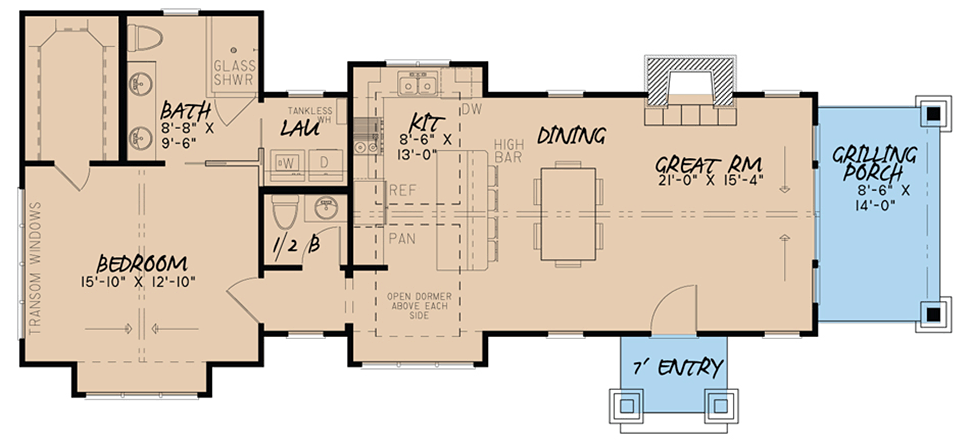 Bungalow Contemporary Craftsman Level One of Plan 82612