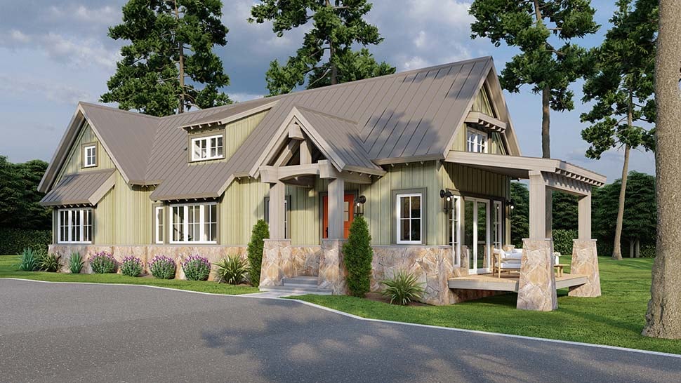 Bungalow, Contemporary, Craftsman Plan with 1008 Sq. Ft., 1 Bedrooms, 2 Bathrooms Picture 4