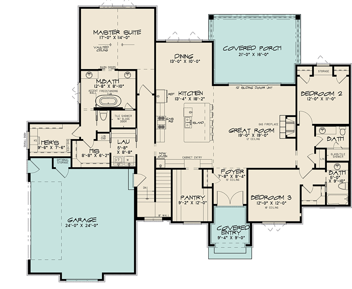 Bungalow Contemporary Craftsman European French Country Alternate Level One of Plan 82613