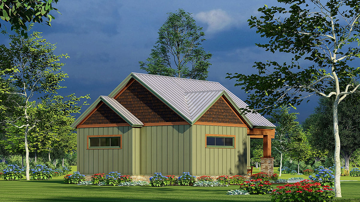 Cabin Country Craftsman Rear Elevation of Plan 82619