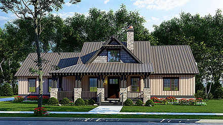 Bungalow Country Craftsman Southern Elevation of Plan 82625