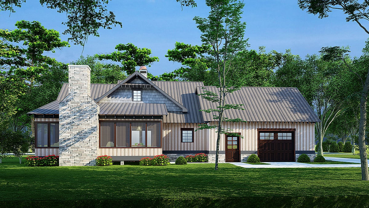 Bungalow Country Craftsman Southern Rear Elevation of Plan 82625