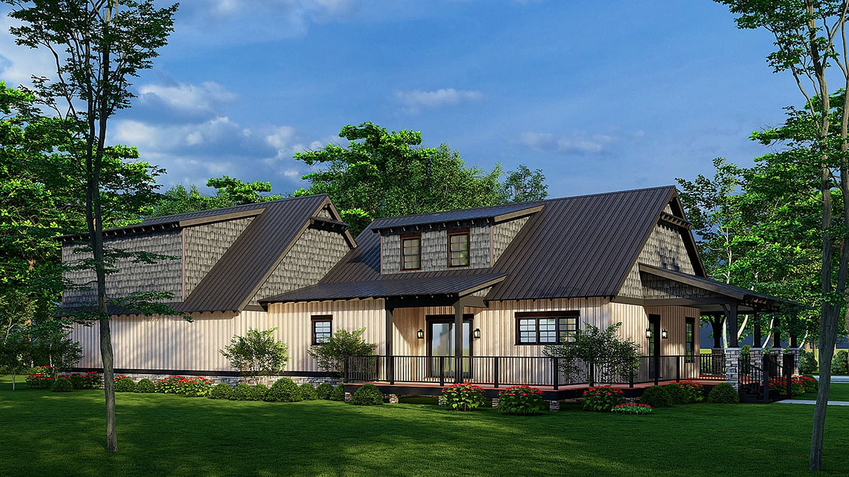 Bungalow Coastal Country Craftsman Southern Rear Elevation of Plan 82627