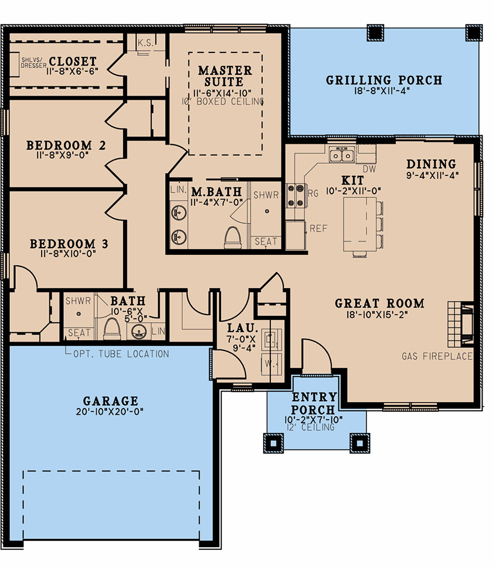 Contemporary Mediterranean Modern Level One of Plan 82628