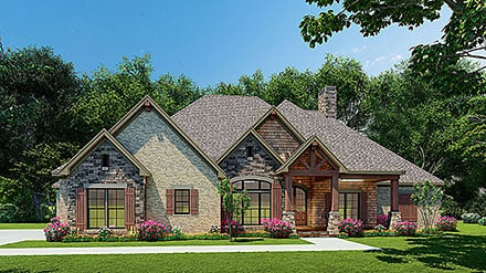 Bungalow Craftsman French Country Traditional Elevation of Plan 82631