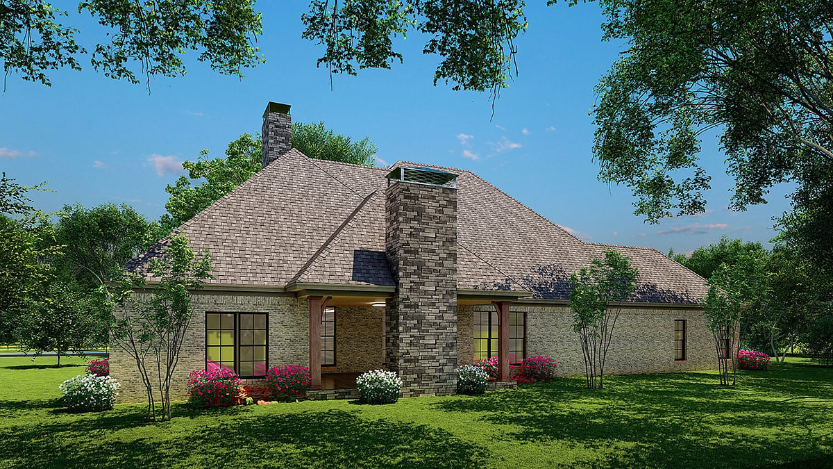 Bungalow Craftsman French Country Traditional Rear Elevation of Plan 82631