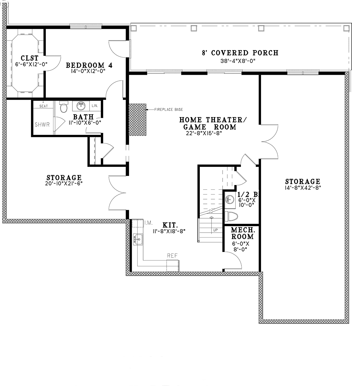 Bungalow Country Craftsman Traditional Lower Level of Plan 82632