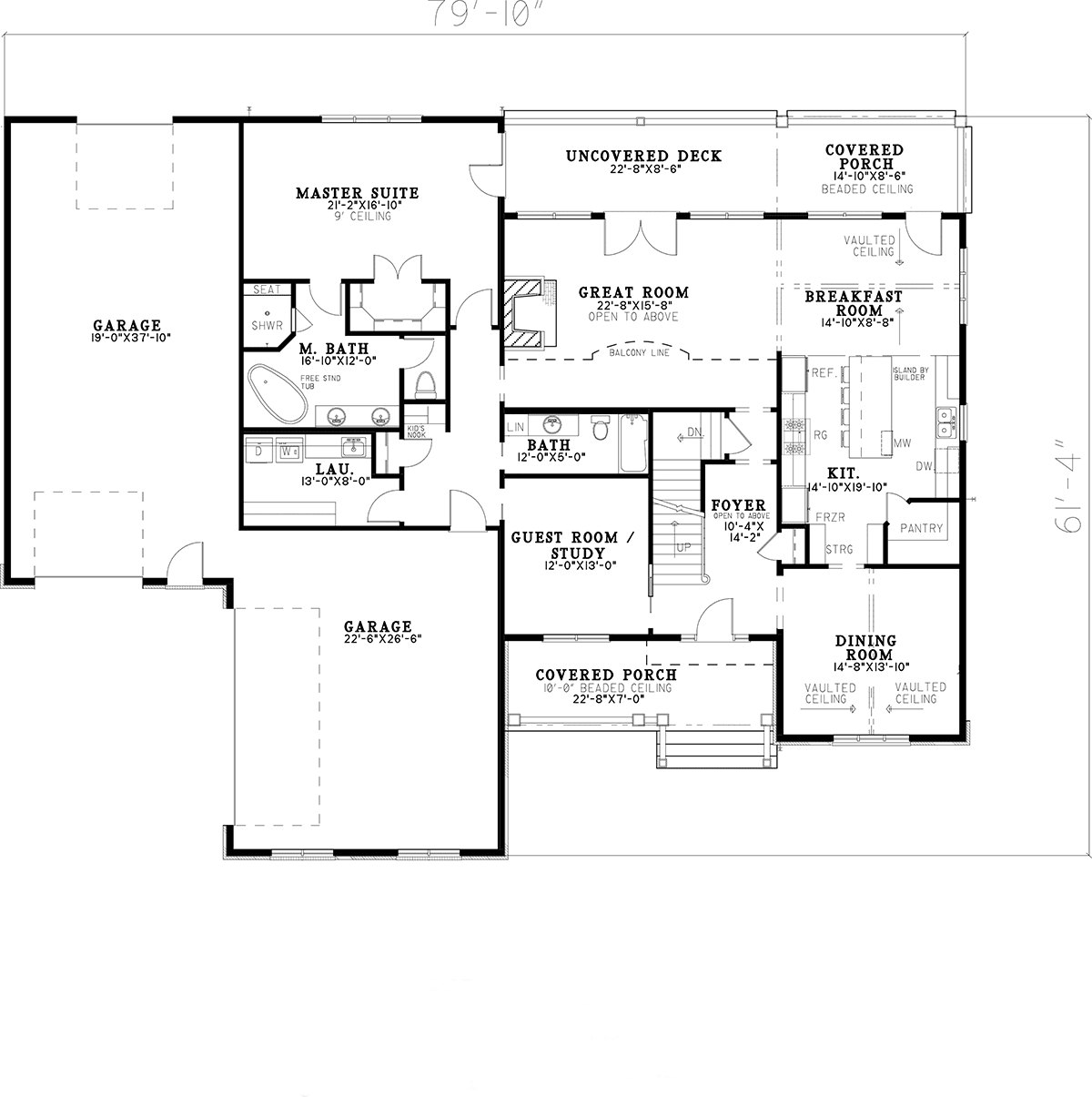 Bungalow Country Craftsman Traditional Level One of Plan 82632