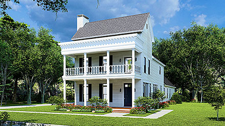 Colonial Country Farmhouse Southern Traditional Elevation of Plan 82634