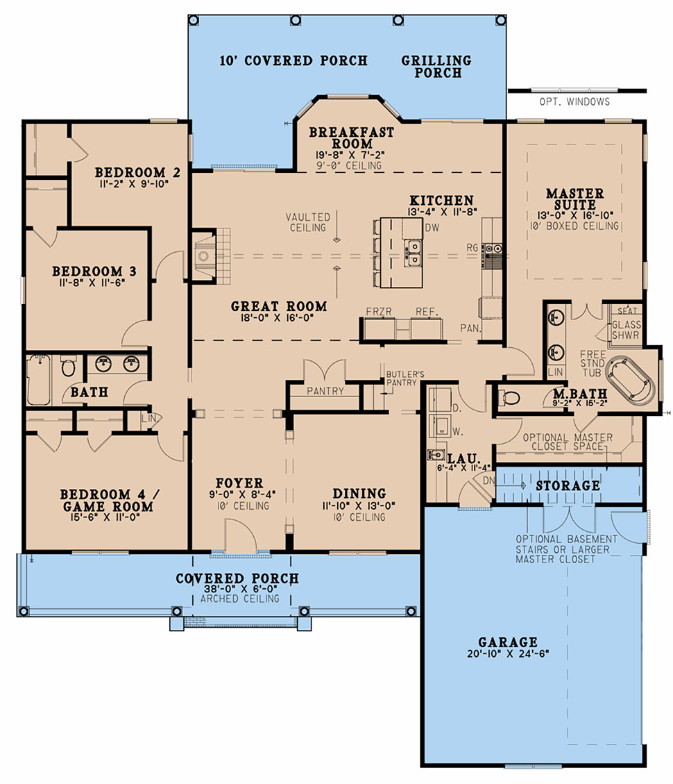 Country Southern Traditional Level One of Plan 82635