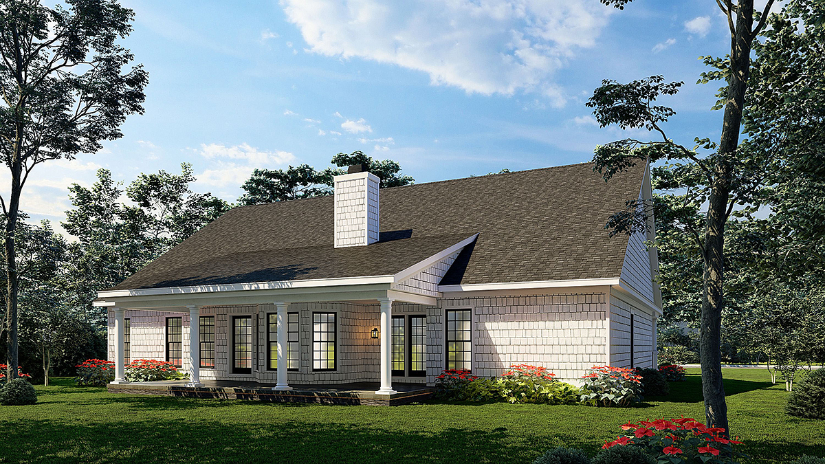 Country Southern Traditional Rear Elevation of Plan 82635