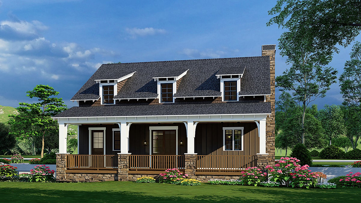 Coastal Country Southern Traditional Rear Elevation of Plan 82643