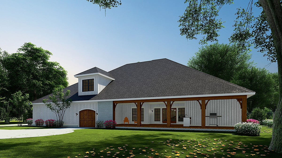 Country European Farmhouse Traditional Rear Elevation of Plan 82646