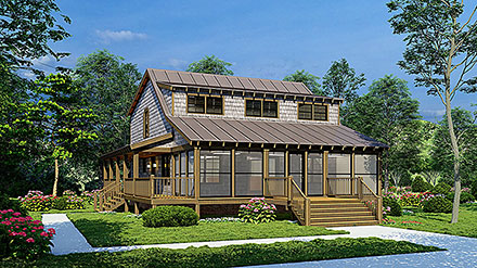 Cabin Coastal Country Traditional Elevation of Plan 82653