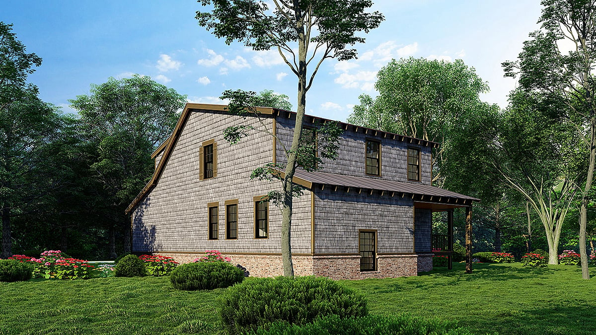 Cabin Coastal Country Traditional Rear Elevation of Plan 82653