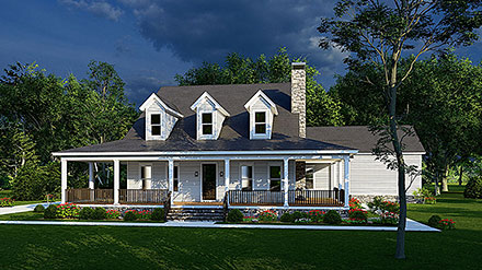 Coastal Country Farmhouse Southern Traditional Elevation of Plan 82657