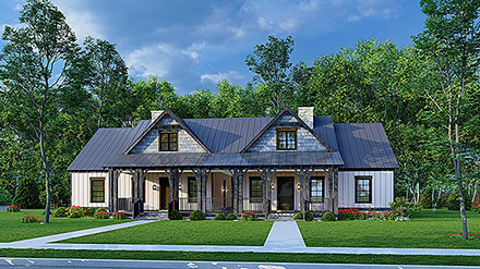 Bungalow Cabin Country Craftsman Elevation of Plan 82658