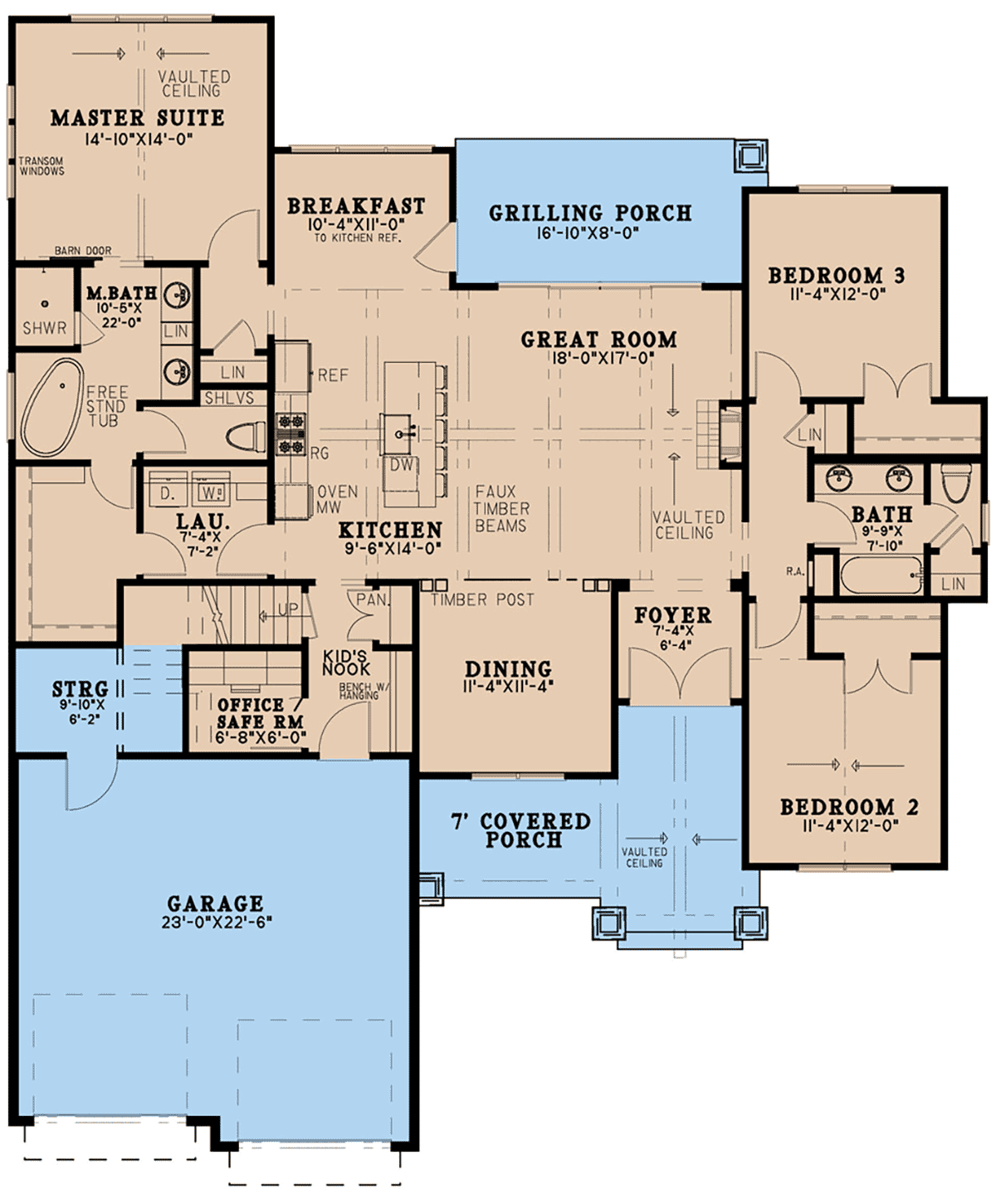 Bungalow Cottage Craftsman Farmhouse Traditional Level One of Plan 82661