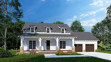 Coastal Country Farmhouse Southern Traditional Elevation of Plan 82665