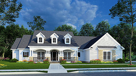 Country Farmhouse Southern Traditional Elevation of Plan 82667