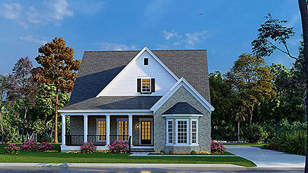 Bungalow Country Craftsman Southern Traditional Elevation of Plan 82670