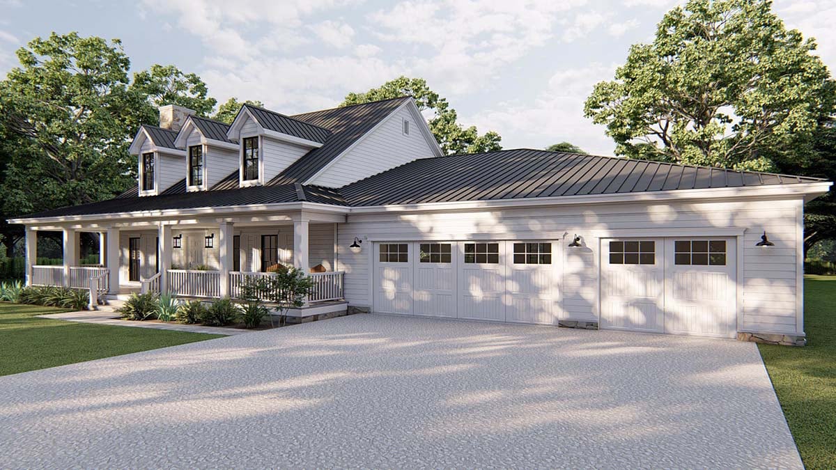 Country, Farmhouse, Southern, Traditional Plan with 3005 Sq. Ft., 3 Bedrooms, 3 Bathrooms, 3 Car Garage Picture 2