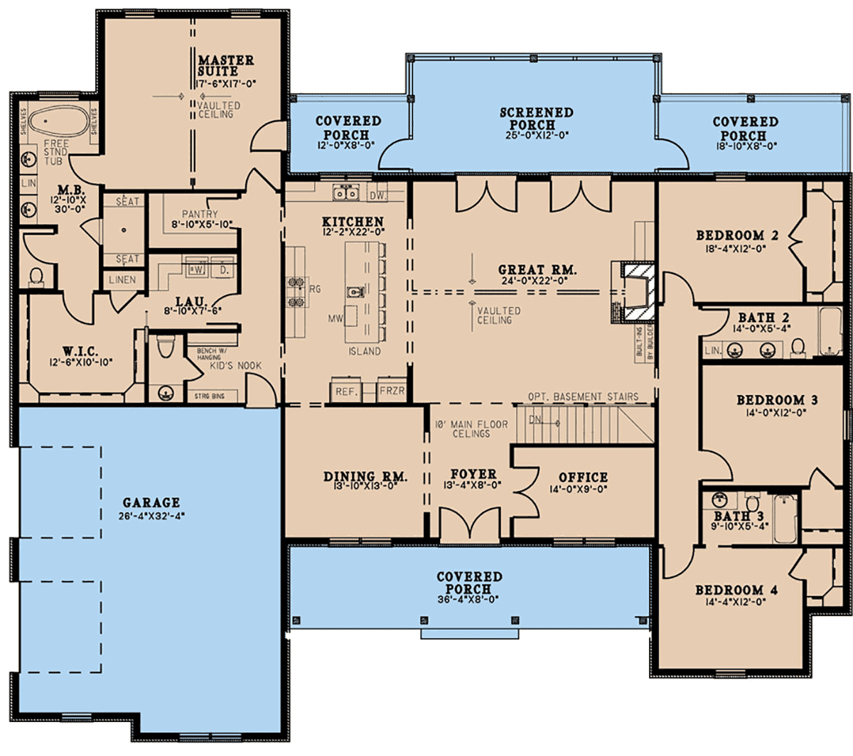 Farmhouse Traditional Level One of Plan 82679