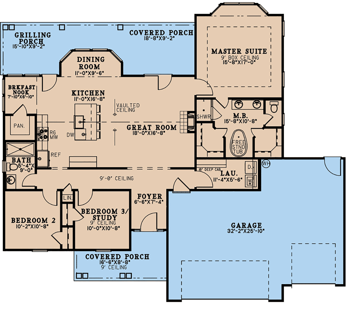 Country Southern Traditional Level One of Plan 82680