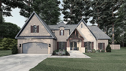 Bungalow Contemporary Craftsman European French Country Elevation of Plan 82681