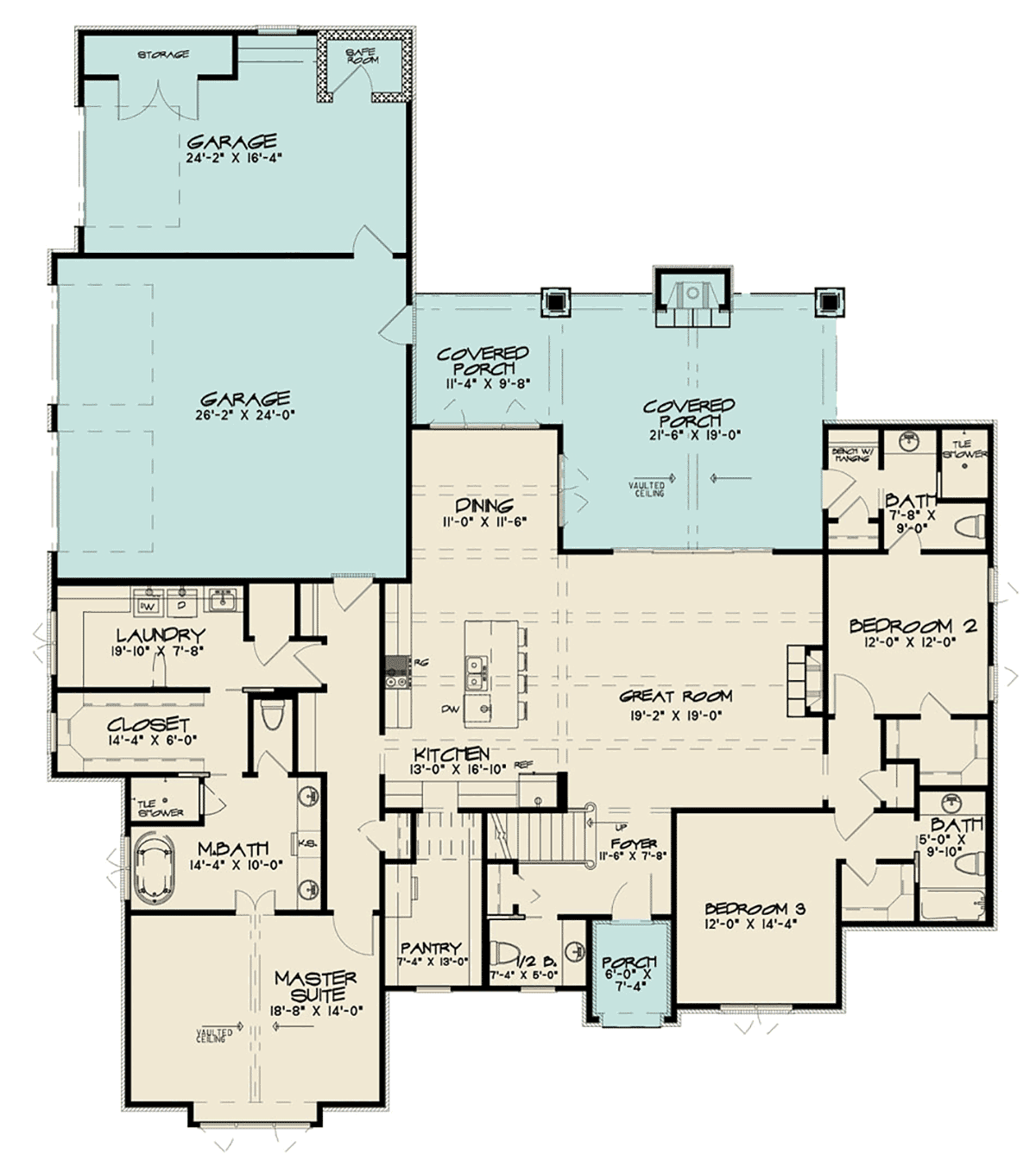 Contemporary French Country Level One of Plan 82682