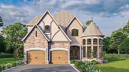 Craftsman European French Country Tudor Elevation of Plan 82686