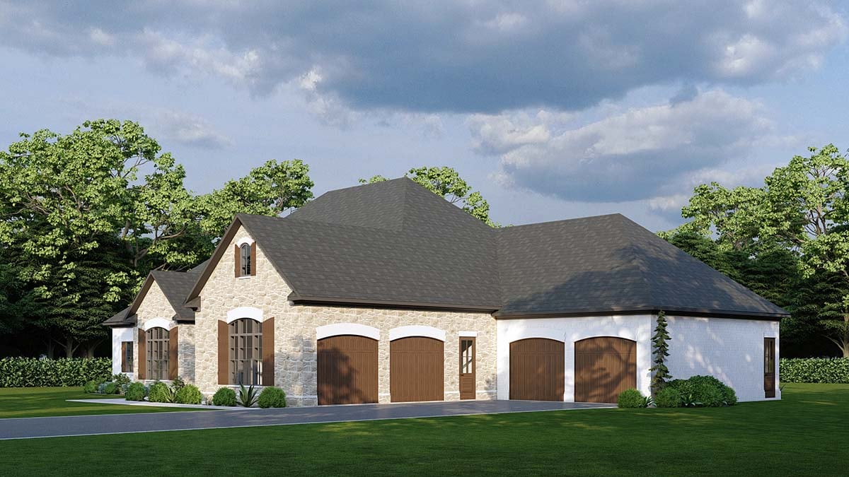 European, Traditional Plan with 2739 Sq. Ft., 3 Bedrooms, 3 Bathrooms, 4 Car Garage Picture 2