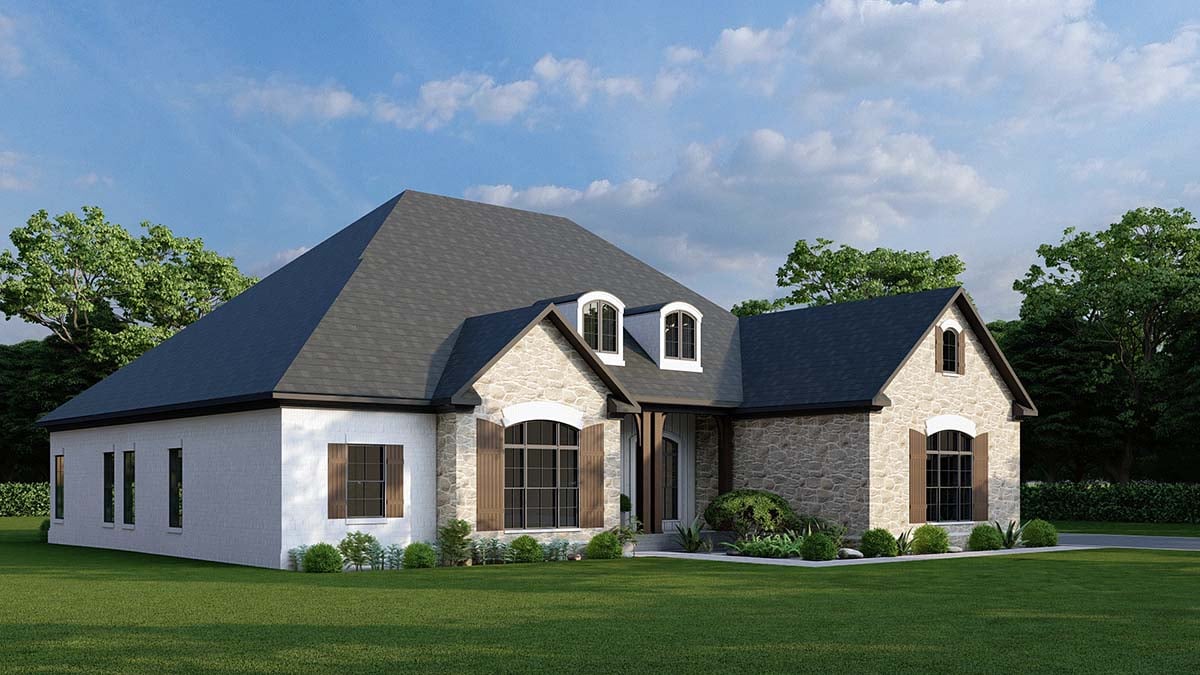 European, Traditional Plan with 2739 Sq. Ft., 3 Bedrooms, 3 Bathrooms, 4 Car Garage Picture 3