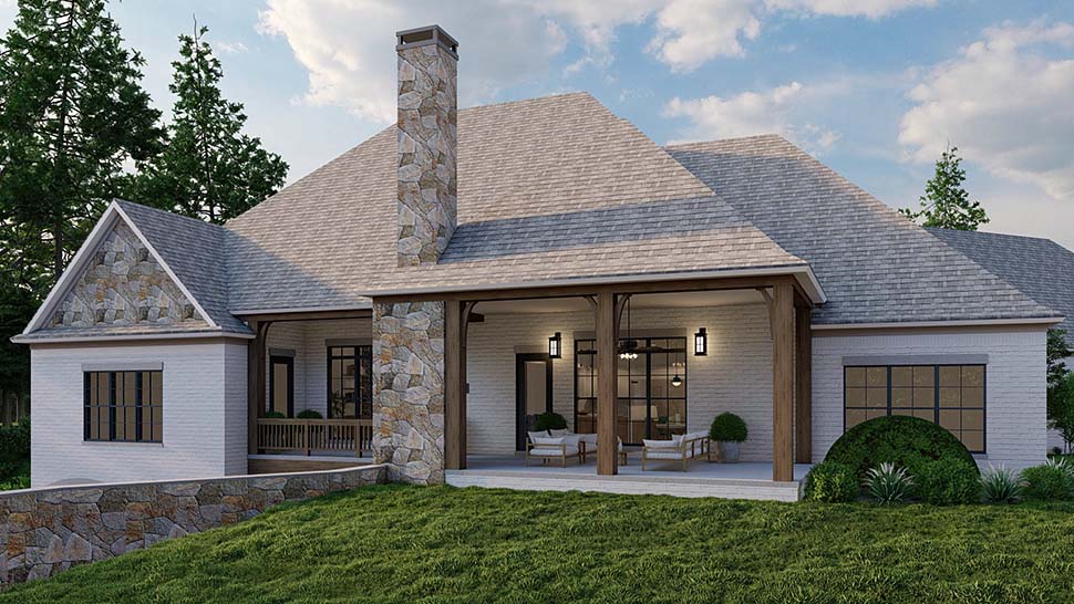 Bungalow, Craftsman, European, French Country Plan with 4231 Sq. Ft., 3 Bedrooms, 5 Bathrooms, 4 Car Garage Picture 5