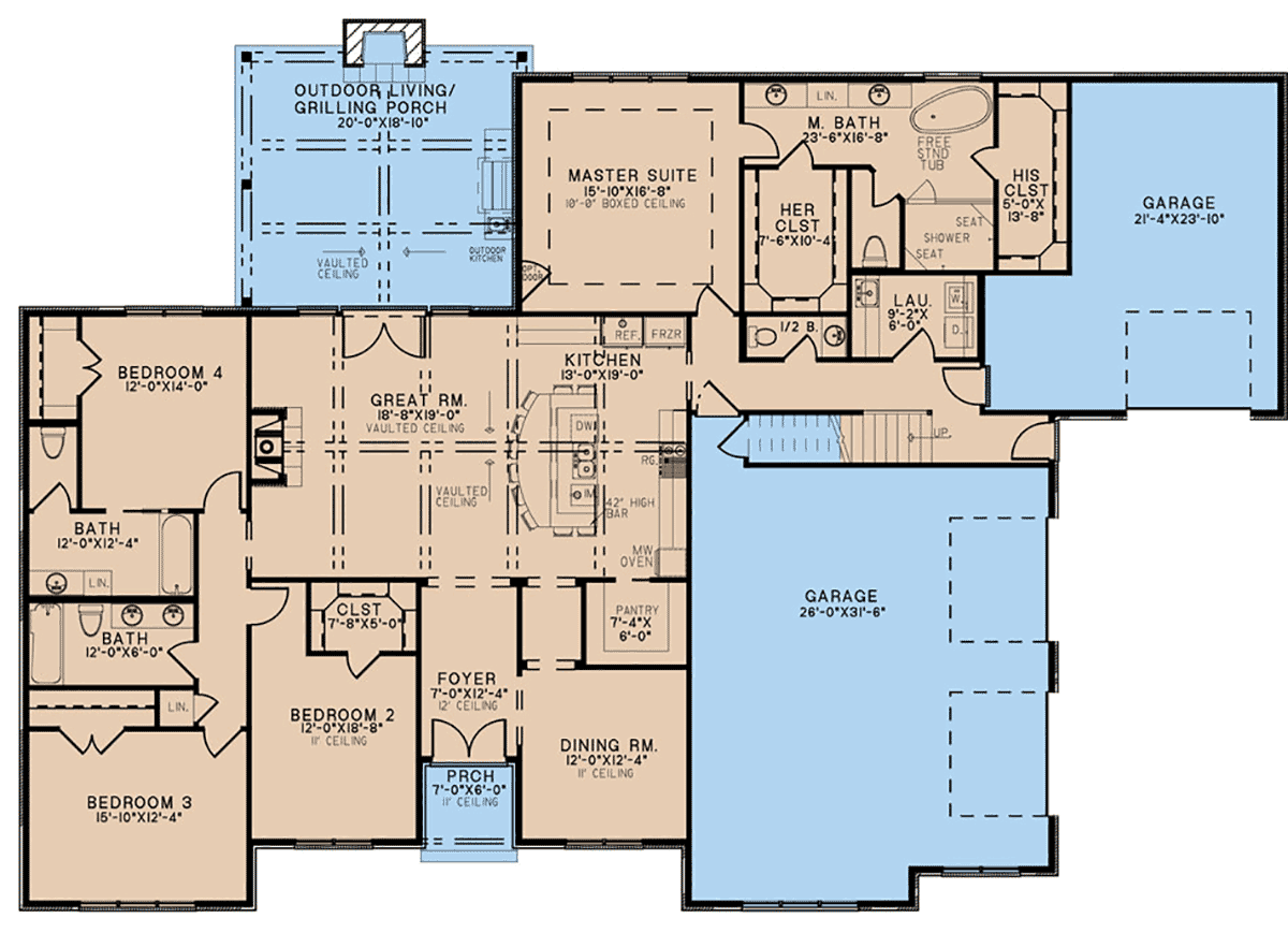 Bungalow Craftsman Traditional Level One of Plan 82689