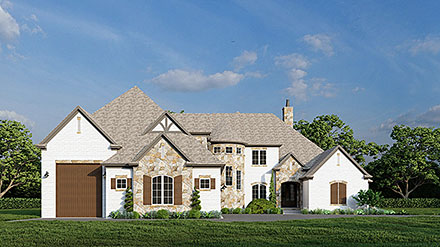 Craftsman European French Country Traditional Elevation of Plan 82691