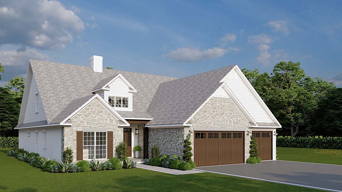 Bungalow, Cottage, Craftsman, European, Traditional Plan with 2006 Sq. Ft., 4 Bedrooms, 3 Bathrooms, 3 Car Garage Elevation