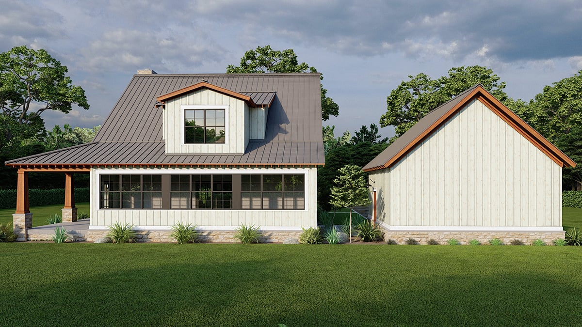 Bungalow Country Craftsman Farmhouse Rear Elevation of Plan 82693