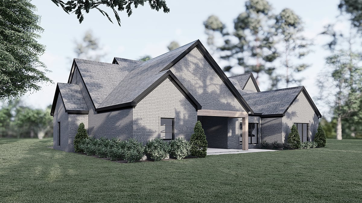 Contemporary Craftsman European French Country Modern Rear Elevation of Plan 82695
