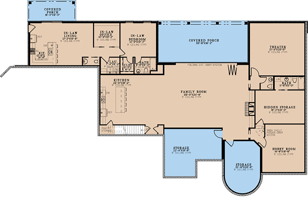 Craftsman European French Country Lower Level of Plan 82696