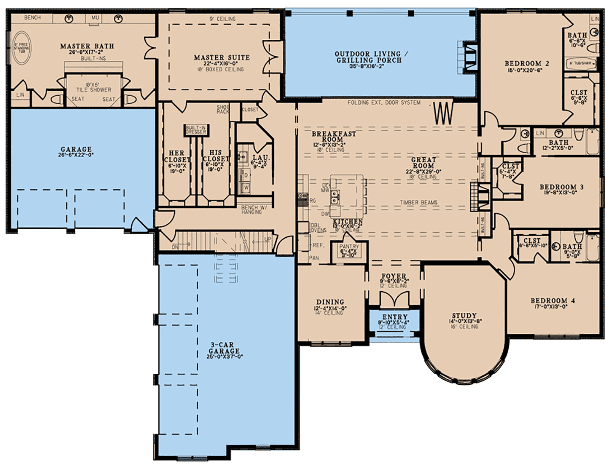 Craftsman European French Country Level One of Plan 82696