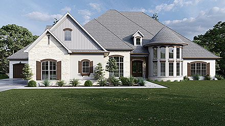 Craftsman European French Country Elevation of Plan 82696