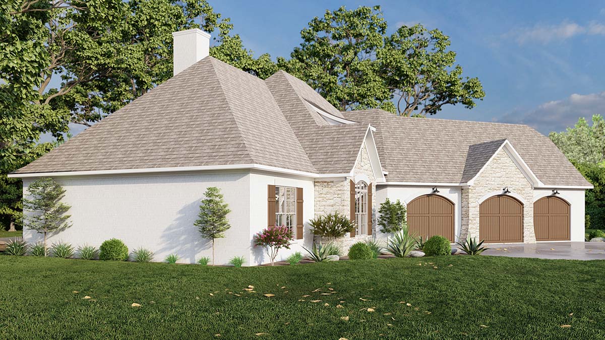 European, French Country, Traditional Plan with 2668 Sq. Ft., 4 Bedrooms, 4 Bathrooms, 3 Car Garage Picture 3